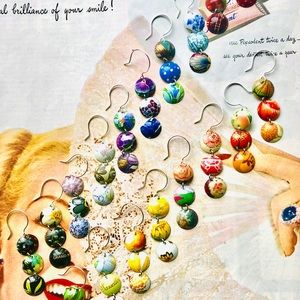 Vintage tin earrings; One set